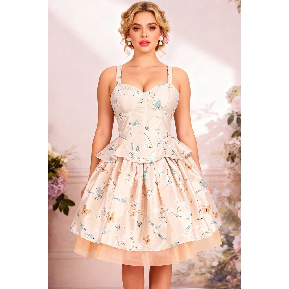 Attitude Corsets - Audre Blush Birdsong Corset Coord set - Pink